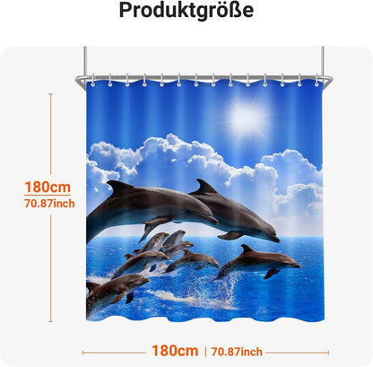 Duschvorhang Delphin 180x180 cm Antischimmel Wasserdicht Polyester