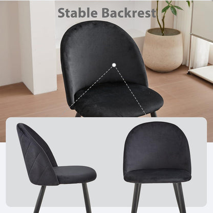 4er Set Samt Esszimmerstühle mit Metallbeinen Schwarz