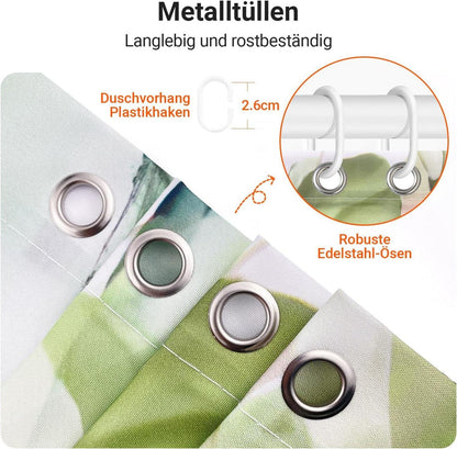 Duschvorhang 120x200 cm Klare Blätter Wasserabweisend Polyester 7 Ösen Badewanne