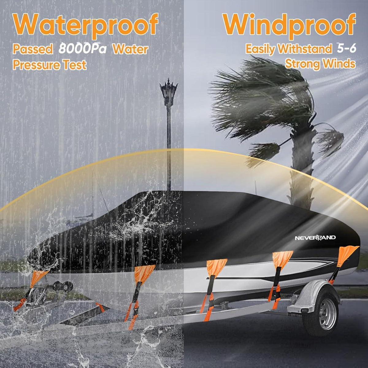 Wasserdichte Bootsabdeckung 16'-18.5' für V-Rumpf Boote