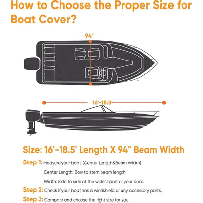 Wasserdichte Bootsabdeckung 16'-18.5' für V-Rumpf Boote