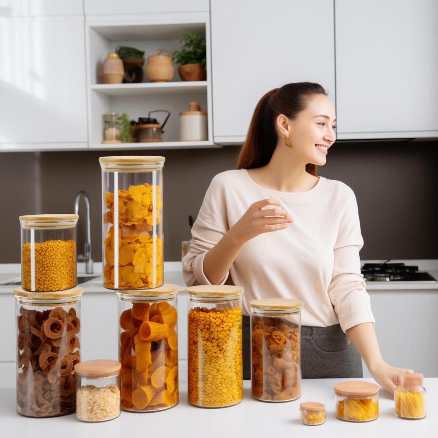 Vorratsdosen Glas Set 6-teilig Luftdicht Aufbewahrungsgläser 1200ml 800ml