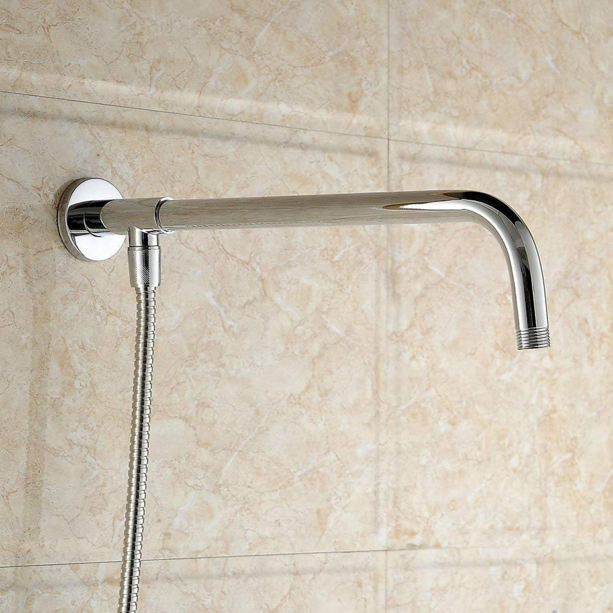 Duscharm mit Flansch, 38cm Verlängerung, Chrom