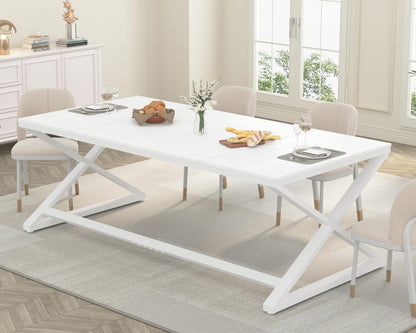 70 Zoll Weißer Schreibtisch für Home Office mit X-förmigen Metallbeinen