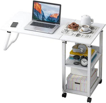 Höhenverstellbarer Laptoptisch mit 2 Regalen, Rollen