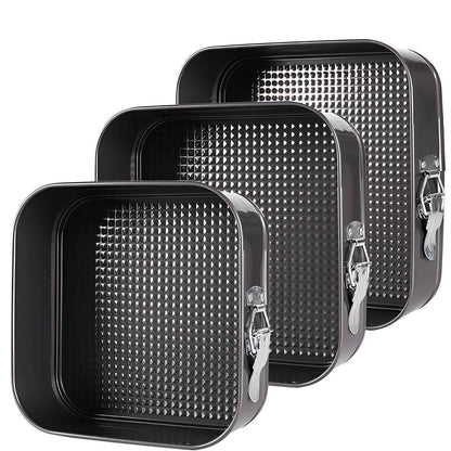 Eckige Springform Set | 20/22/24 cm Kuchenformen Schwarz