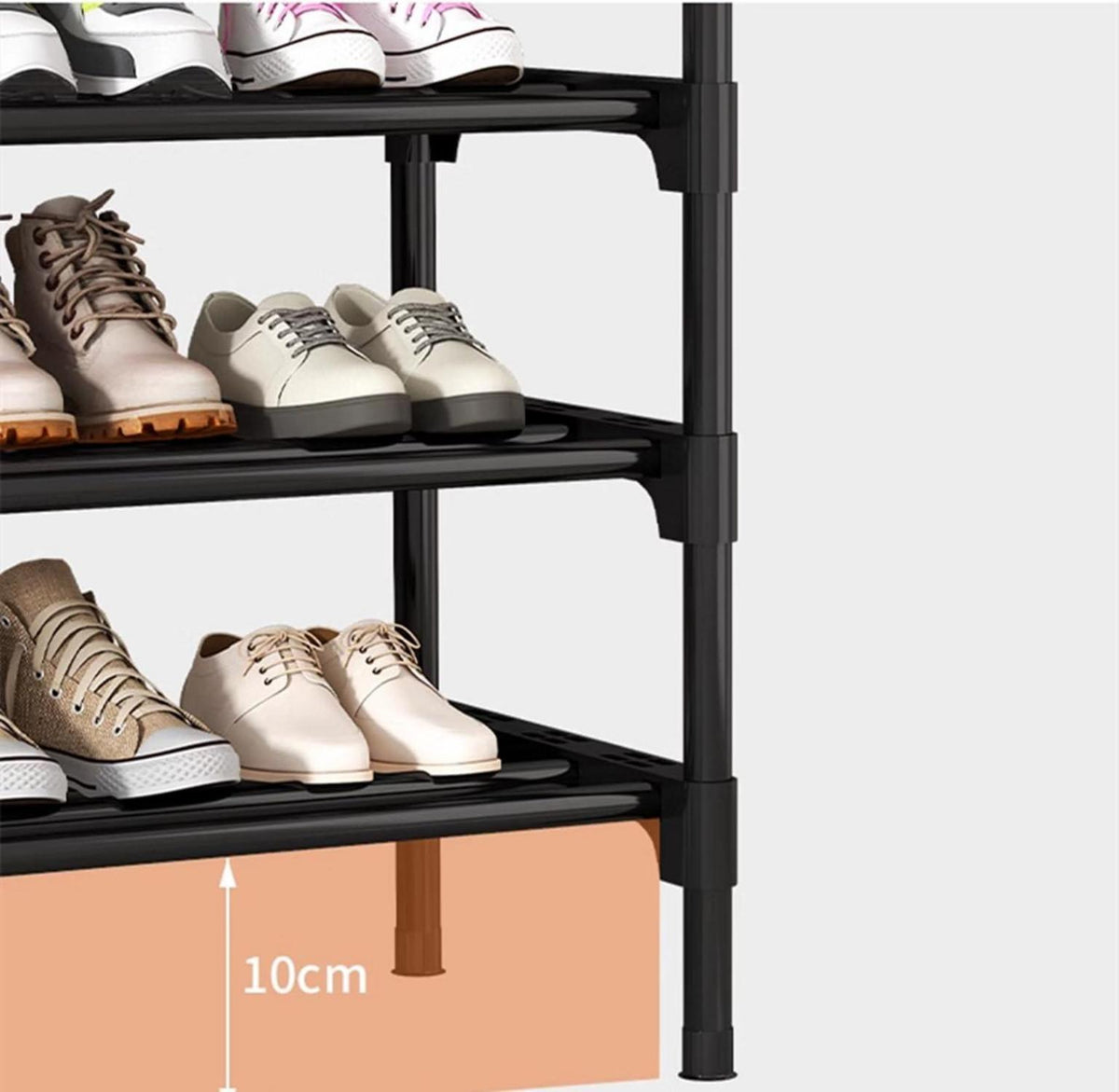 Schuhregal Schwarz Platzsparend Shoe Rack Holz Metall 80 x 26 x 142CM