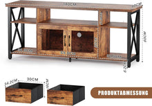 TV Schrank im Industriestil mit Metallgittertür - 140cm