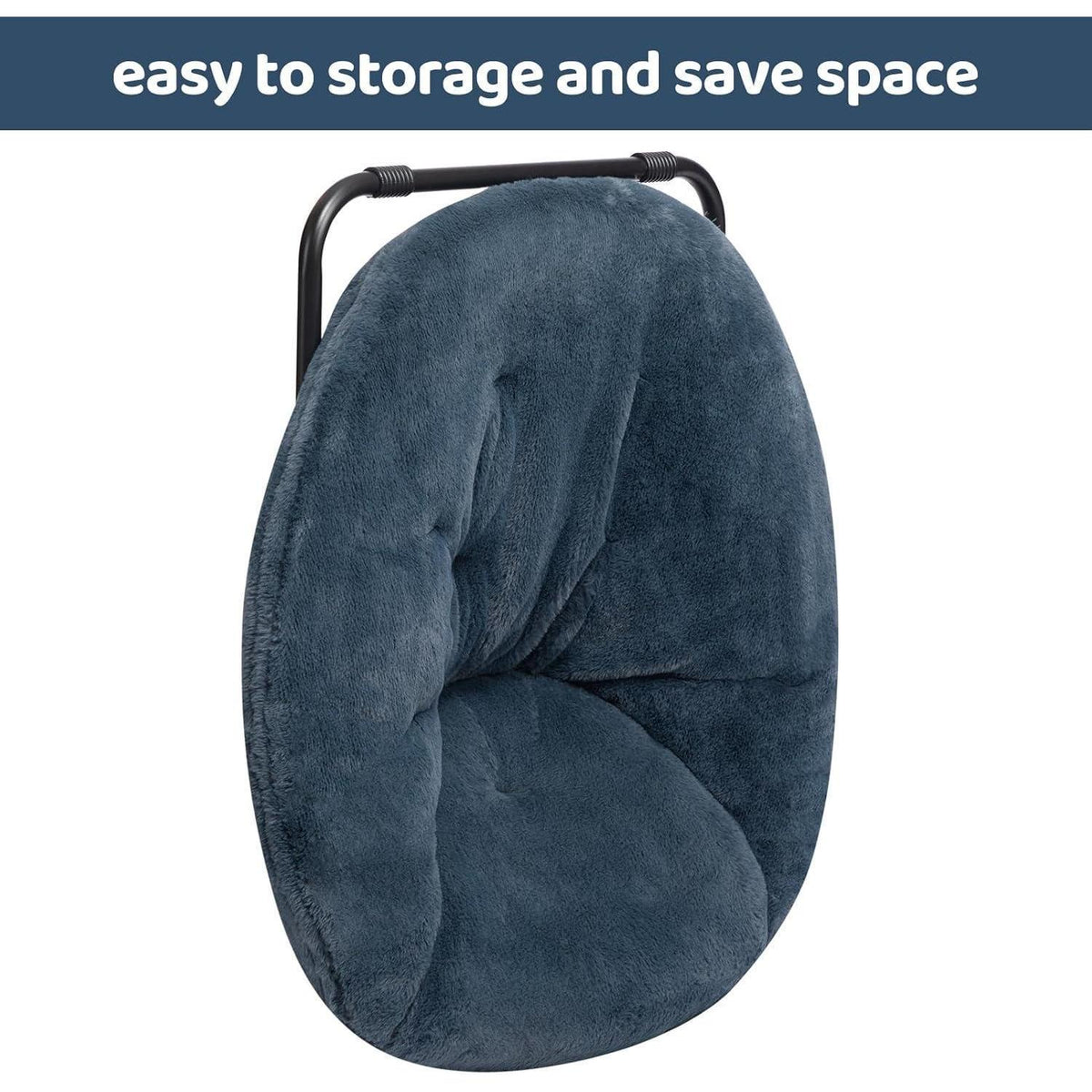 Klappbarer Rundsessel mit Kunstfellbezug – Dunkelgrau