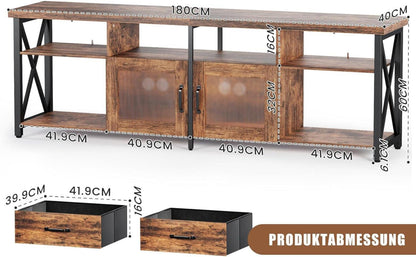TV Schrank Board Industriestil 180cm 2 Schränke für 60/65/70
