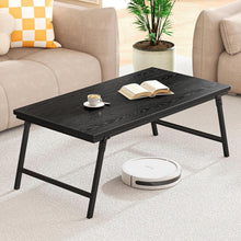 Klappbarer Holz-Couchtisch Wohnzimmer-Schwarz 105x55x40cm
