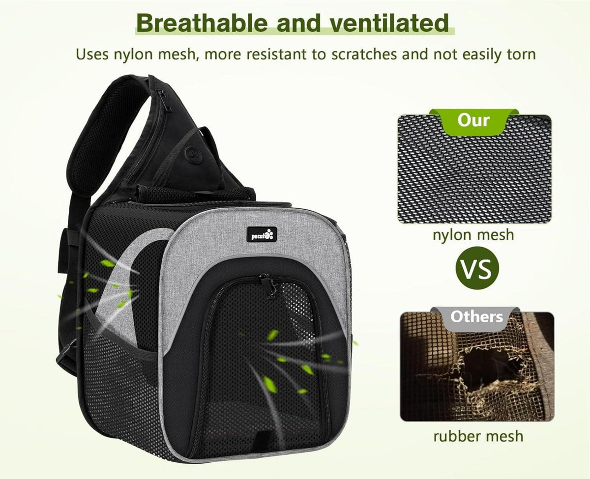 Pecute Katzenrucksack mit Mesh Fenster bis 5kg, Atmungsaktiv & Leicht, Größe 32x30x22cm