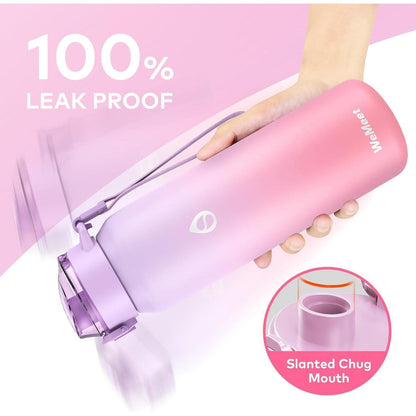 Edelstahl Trinkflasche 700ml mit Strohhalm, Isolierflasche Lila Rosa