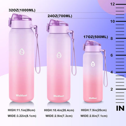 Edelstahl Trinkflasche 700ml mit Strohhalm, Isolierflasche Lila Rosa
