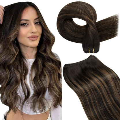 Echthaar Tressen Braun Balayage Ombre 50cm #2/8/2