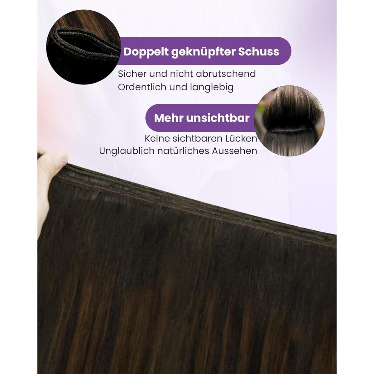 Echthaar Tressen Braun Balayage Ombre 50cm #2/8/2