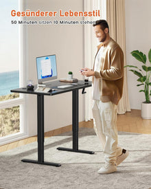 Höhenverstellbarer Schreibtisch 120x60cm Manuell Schwarz