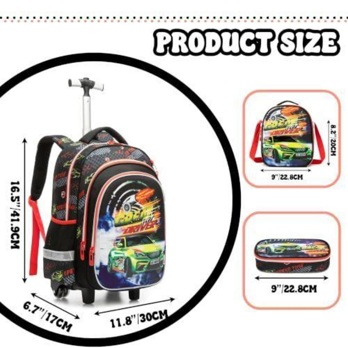 Rollrucksack für Mädchen 6-8 Jahre – Mint Koffer Set mit Zubehör