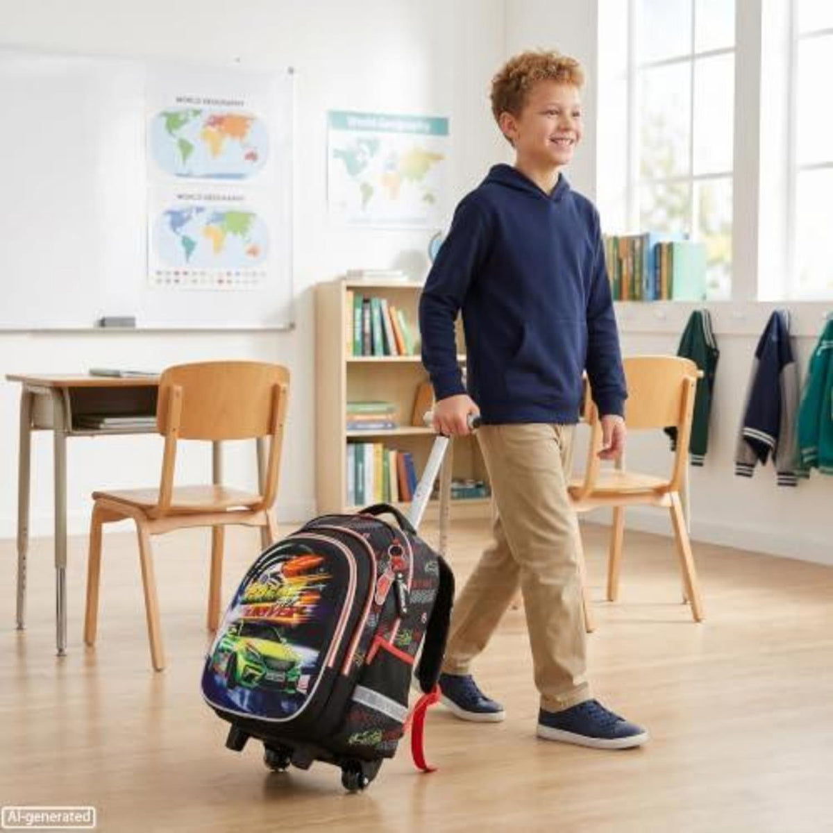 Rollrucksack für Mädchen 6-8 Jahre – Mint Koffer Set mit Zubehör