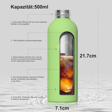 Isolierte Trinkflasche Edelstahl 500 ml grün für Schule Büro