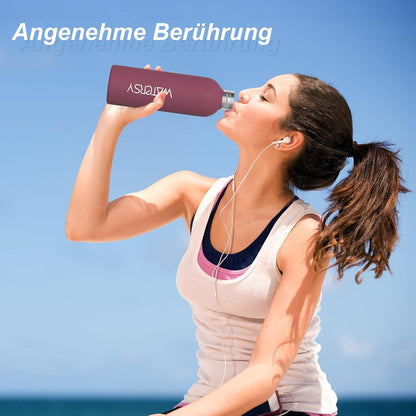 Isolierte Trinkflasche Edelstahl 500ml - Auslaufsicher, 24h kalt - Rosenrot
