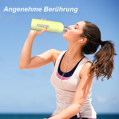 Isolierte Trinkflasche Edelstahl 500ml Sport Thermosflasche Gelb