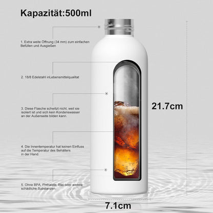 Isolierte Trinkflasche Edelstahl 500ml Thermo Wasserflasche