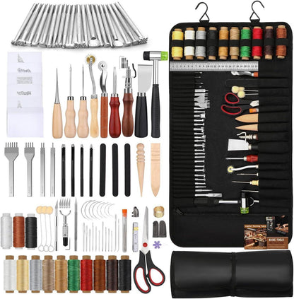 Leder Werkzeug Set 102-teilig mit Aufbewahrungstasche und Handbuch