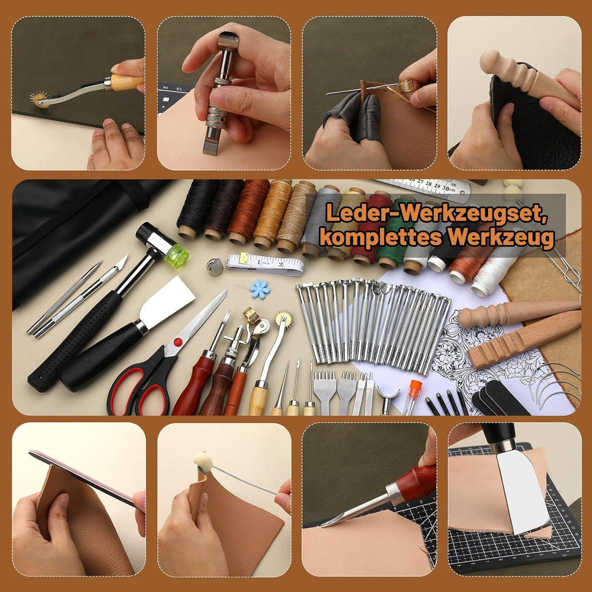 Lederwerkzeug Set 102-teilig Ledertasche Handbuch Nähen Stanzen Schnitzen