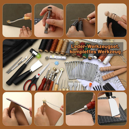 Lederwerkzeug Set 102-teilig Ledertasche Handbuch Nähen Stanzen Schnitzen
