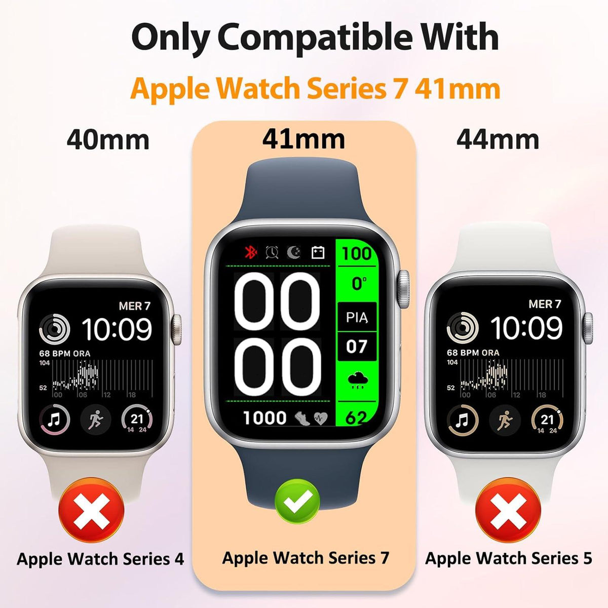 Panzerglas Apple Watch Series 7/8/9 41mm 2 Stück Ultra HD 9H