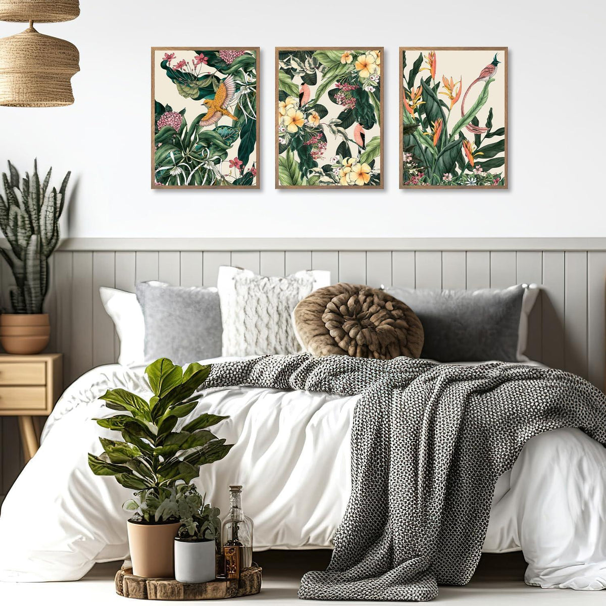 Blume Vogel Wanddekoration Poster Grüne Botanische Drucke Vintage
