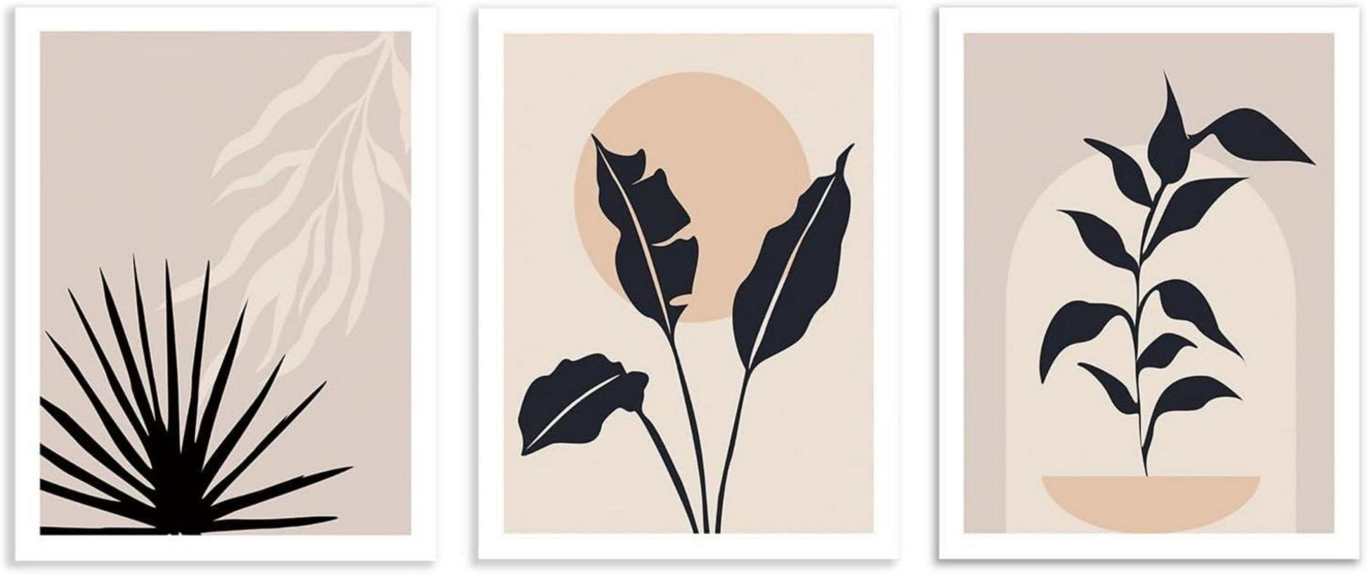 Abstrakte Boho Wanddekoration Poster Set von 3, Grün Sonne Salbei