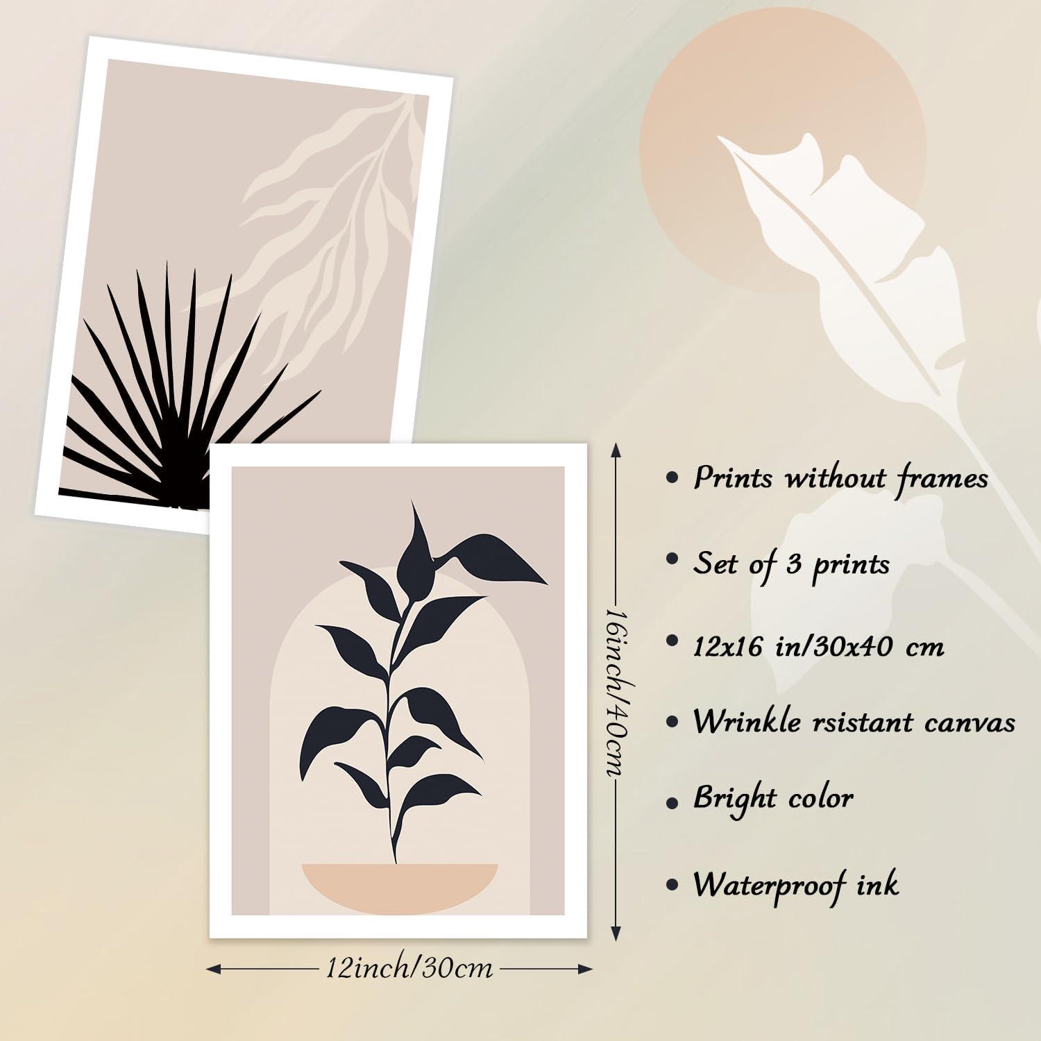 Abstrakte Boho Wandposter Set Sonne Salbei Grün Vintage Dekor 12x16 3er