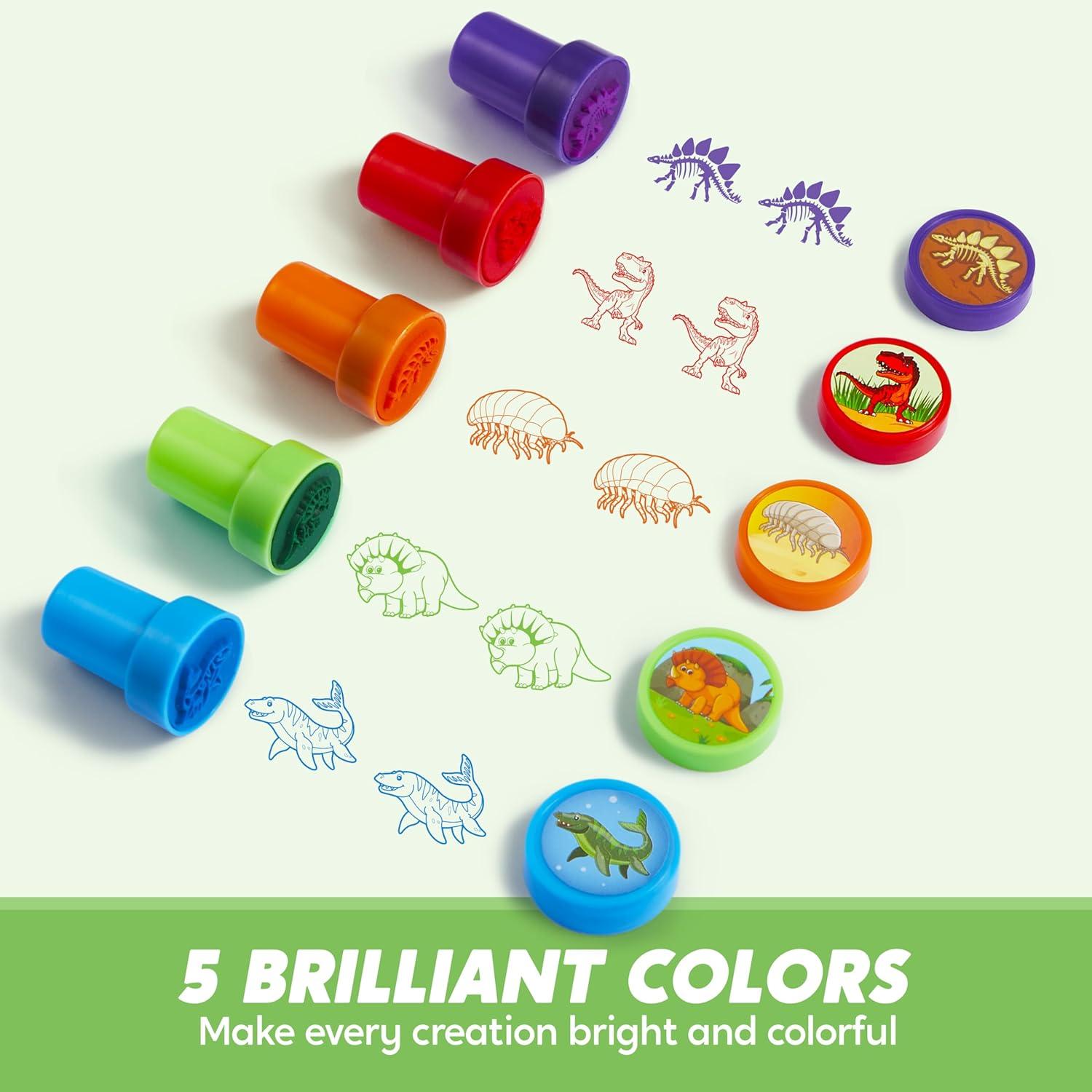 Selbstfärbende Dinosaur Stampers für Kinder im Set mit 50 Designs & 5