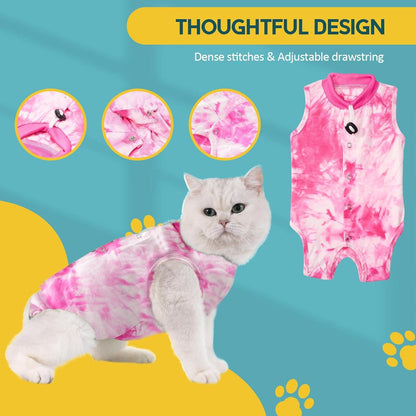 Katzenbody Erholungsanzug Recovery Leckschutz Suit M-Tiedye Rosa