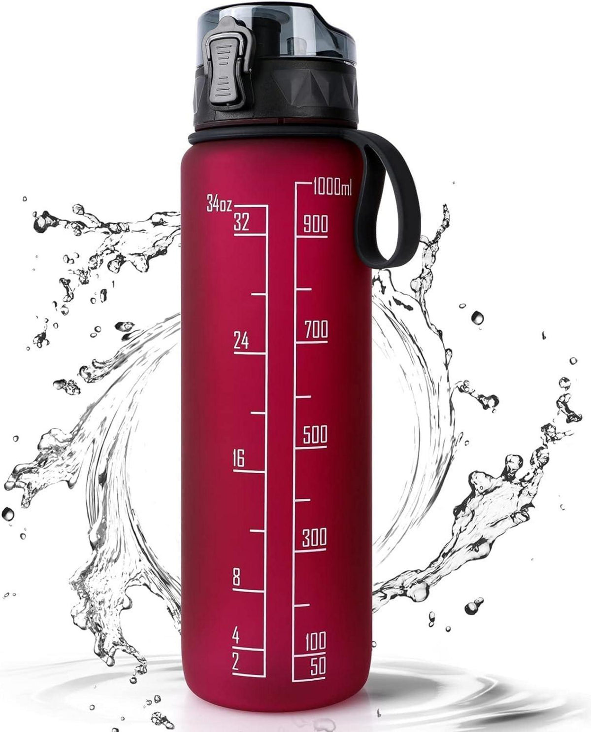Trinkflasche 1L Sport Wasserflasche BPA Frei rutschfest Gummi Grip für