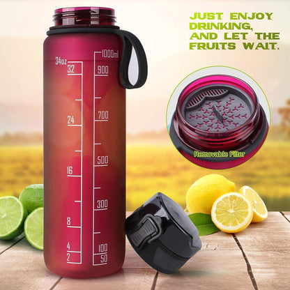Trinkflasche 1L Sport Wasserflasche BPA Frei rutschfest Gummi Grip Outdoor Gym