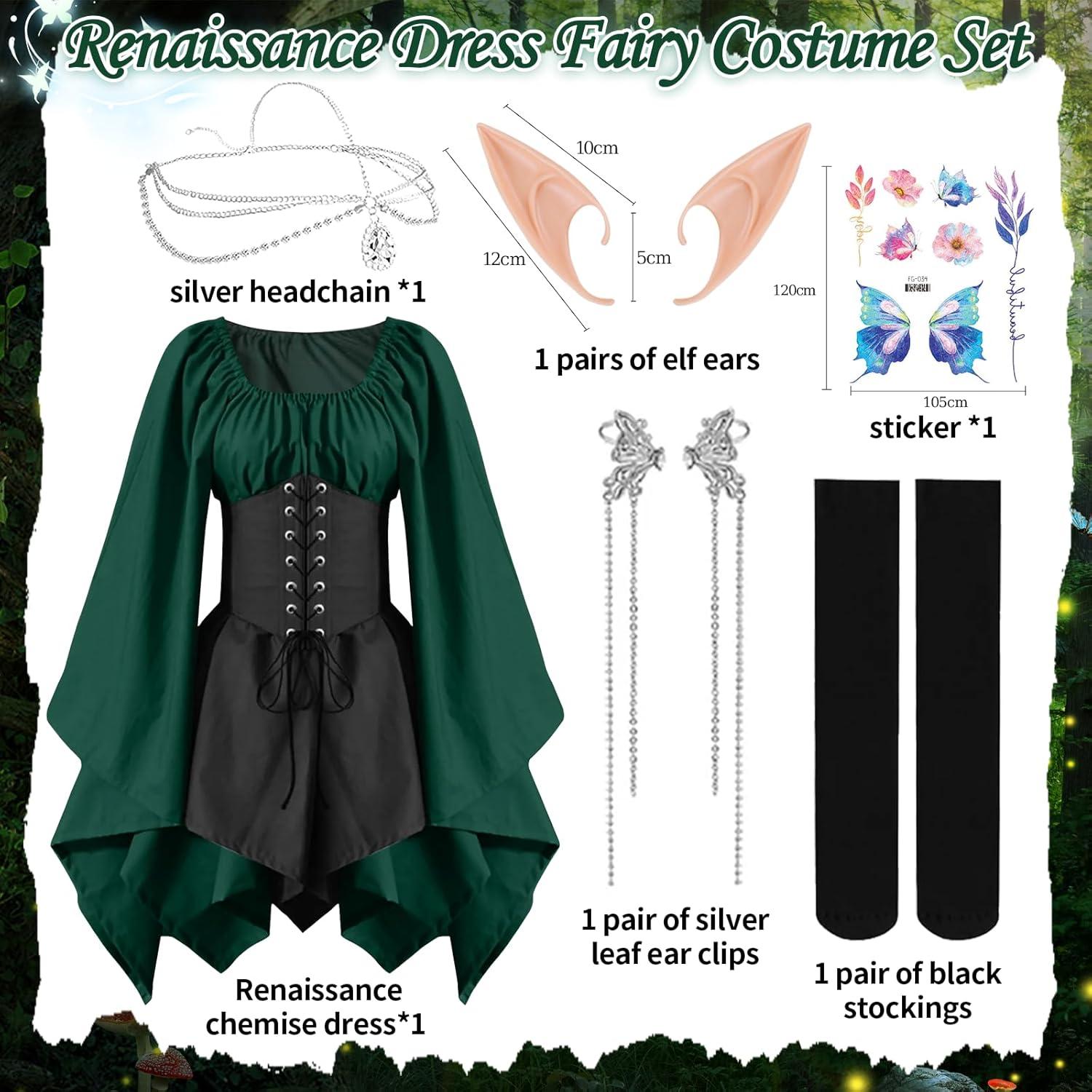 Mittelalter Elfen Renaissance Kostüm Damen Gothic Kleid Cosplay