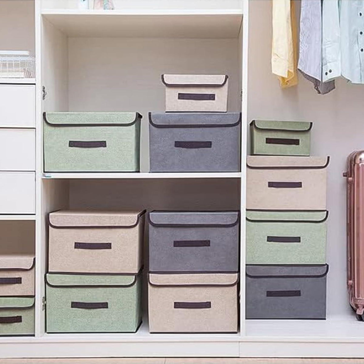 Aufbewahrungsbox Stoff 4er Set 22L mit Deckel, 36x23x24cm