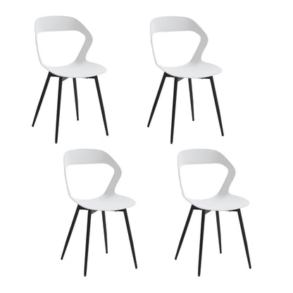 Nordischer Esszimmerstuhl Set 4er – Weiß & Schwarz, Metallbeine
