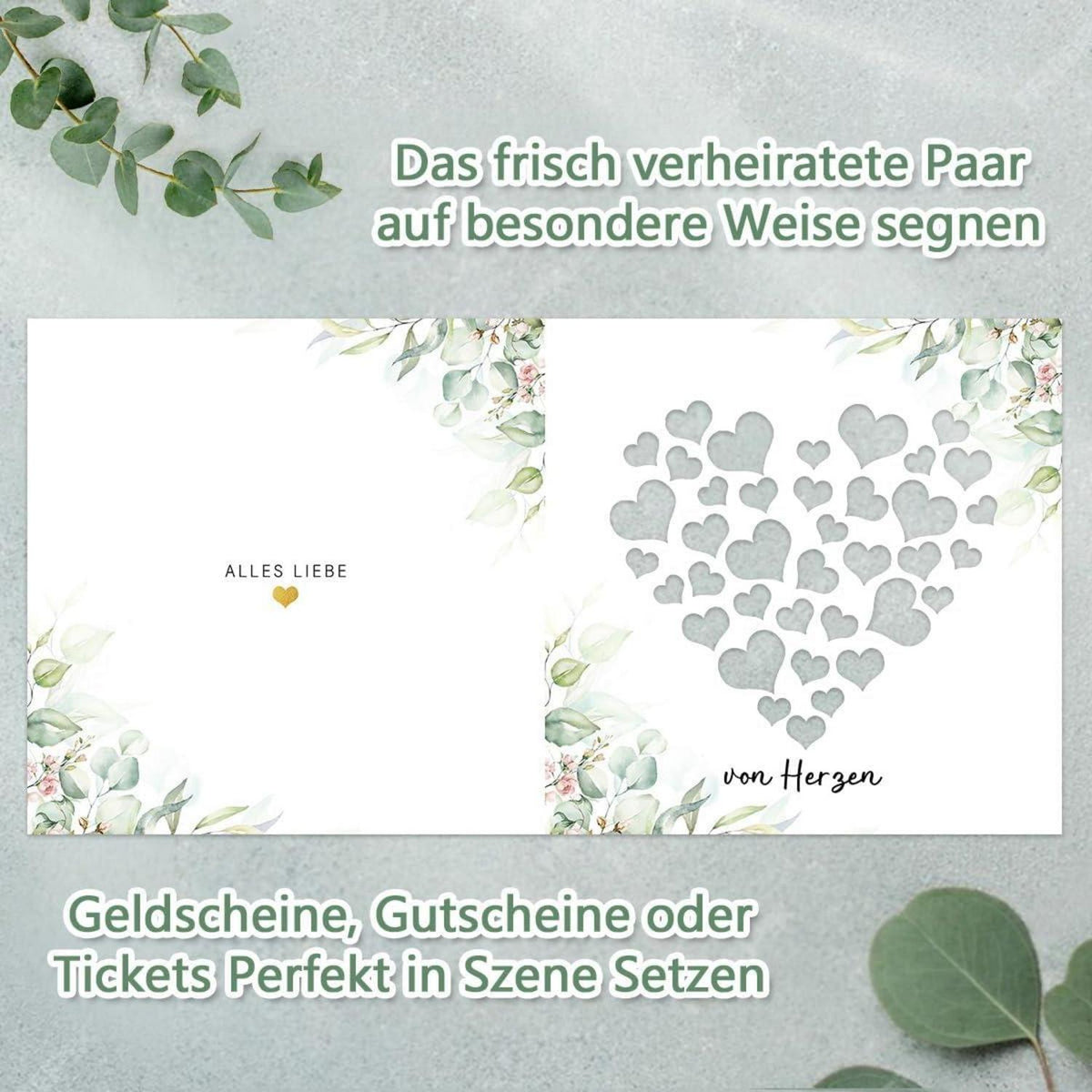 Hochzeitskarte Geldgeschenk mit Umschlägen und Juteseil