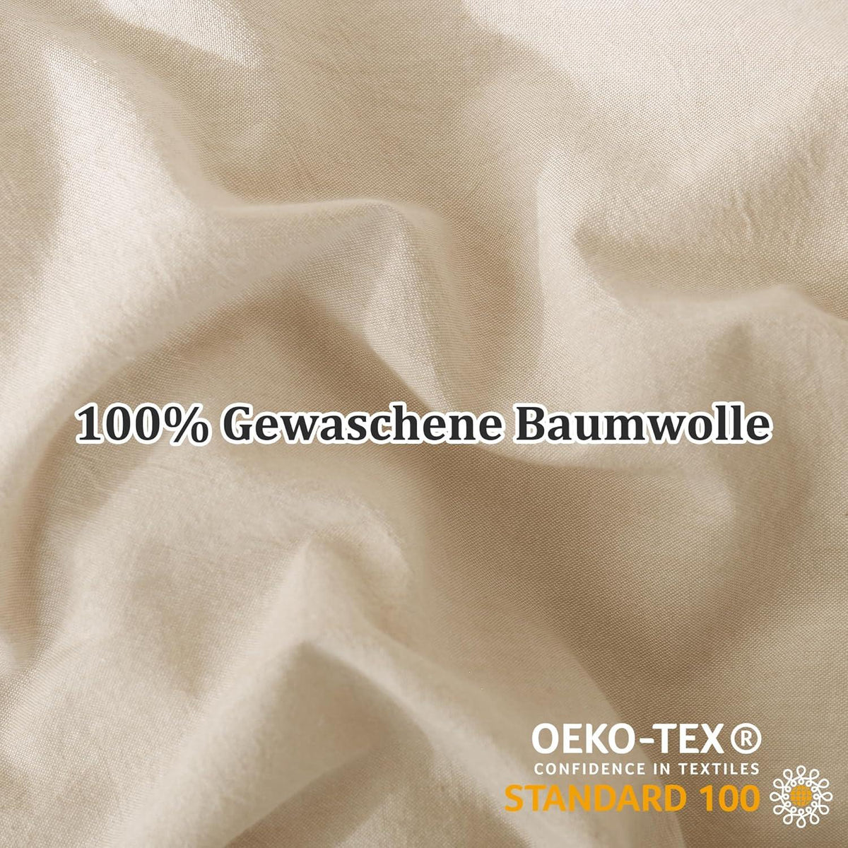 Kissenbezug 40x80 Beige 2er Set 100% Baumwolle Leinen Textur