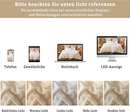 2er Set Kissenbezug 40x80 Beige 100% Gewaschene Baumwolle Leinen Textur OEKO-TEX