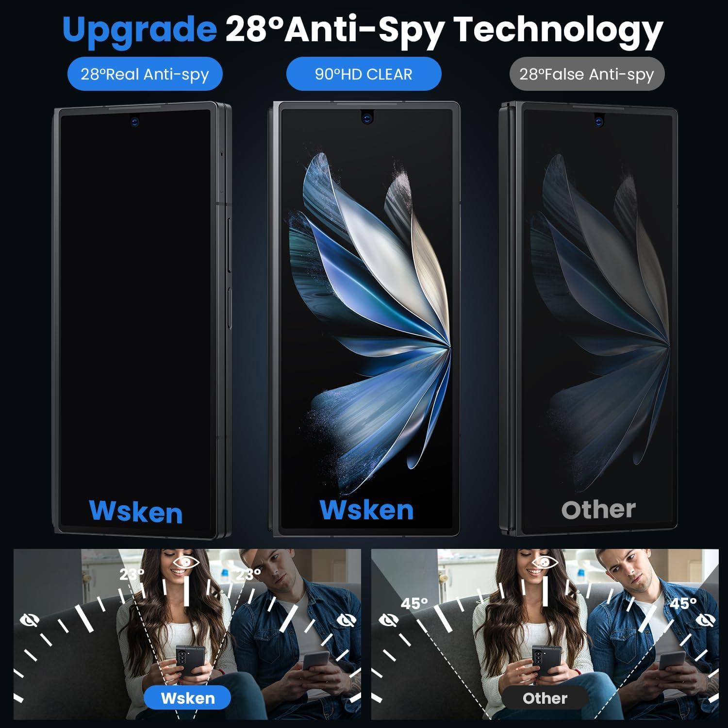 WSKEN Galaxy Z Fold 6 Sichtschutz Schutzfolie 28° Privacy 9H Glas 2