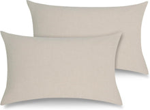 Kissenbezug 2er Set 40x80 Beige Grau Gewaschene Baumwolle Leinen