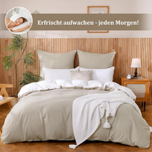 2er Set Kissenbezüge 40x80 cm Beige Grau aus 100% Baumwolle