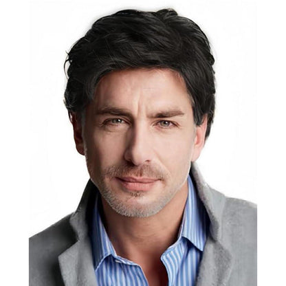 Kurze schwarze Herrenperücke – Natürliche Synthetik Perücke