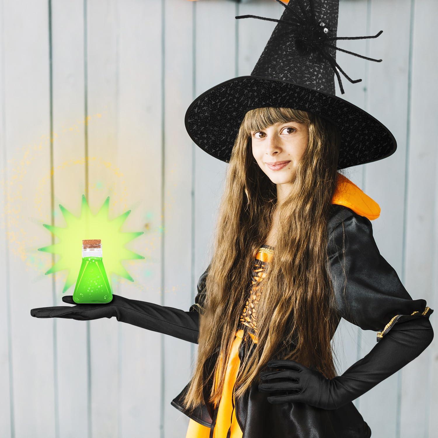 Halloween Hexenkostüm Damen Hexenhut Umhang Besen Handschuhe Trankflasche