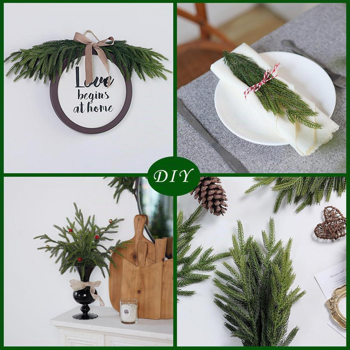 Künstliche Norfolk-Tannenzweige - 45cm - 64er Pack für Weihnachten